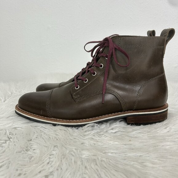 Helm Hollis Boots 12M Dark Brown Leather Cap Toe Lace Up Handmade Rugged Brazil - Picture 1 of 12